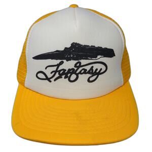 Sportcap Trucker Hat Yellow One Size Fantasy Boat Graphic Mesh Snapback White